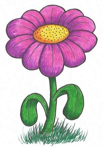 Easy Flower Drawing Color