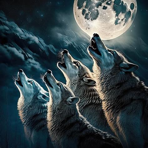 Pack Of Wolf Howling At The Moon Digital Art by Damien Adam - Fine Art America