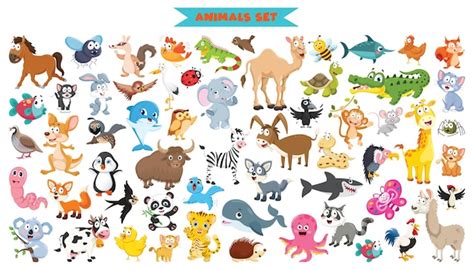 Premium Vector | Collection Of Funny Cartoon Animals