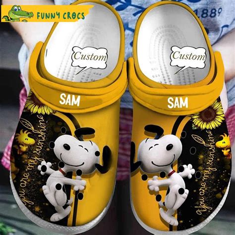 Yellow Sunflowers Snoopy Crocs - Discover Comfort And Style Clog Shoes With Funny Crocs