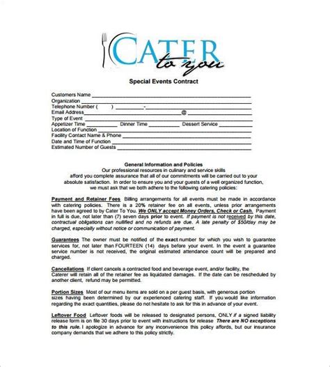 28 Wedding Catering Contract Template in 2020 | Contract template, Catering