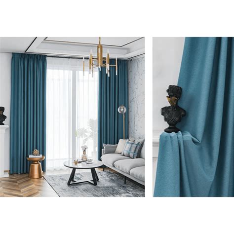 Rémy Blackout Double-Sided Plain Linen Thermal Insulated Curtain - Sea – Discover Curtains