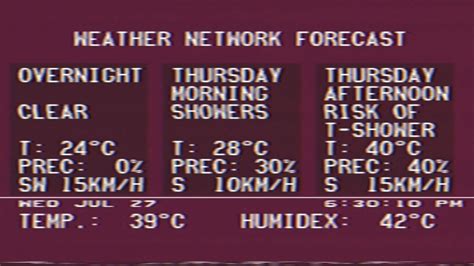 The Weather Network Lytton BC WeatherSTAR 3000 local forecast July 27 ...