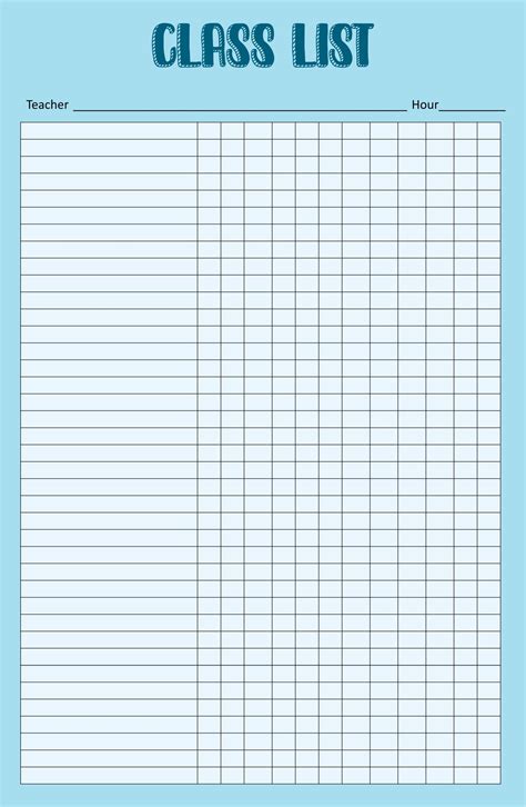 Class List Blank - 10 Free PDF Printables | Printablee