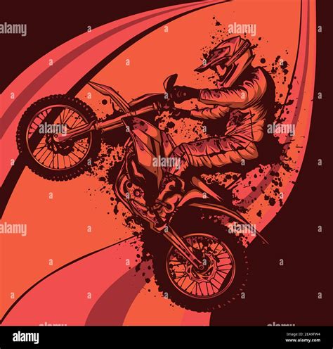 Motocross jump with abstract background, vector illustration Stock ...