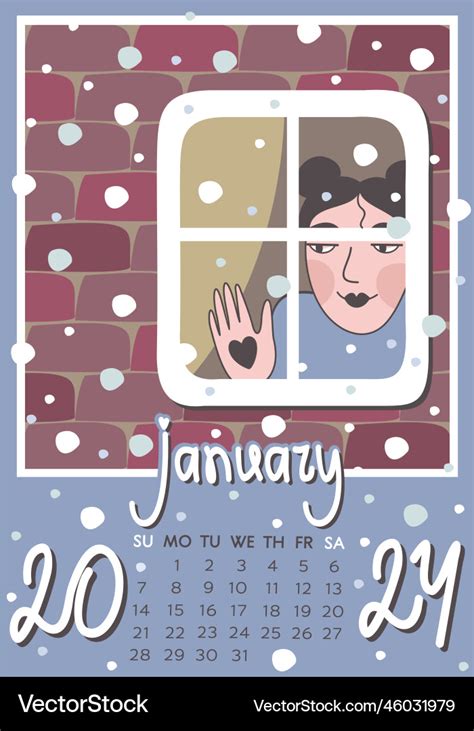 January 2024 calendar a4 week starts on sunday Vector Image