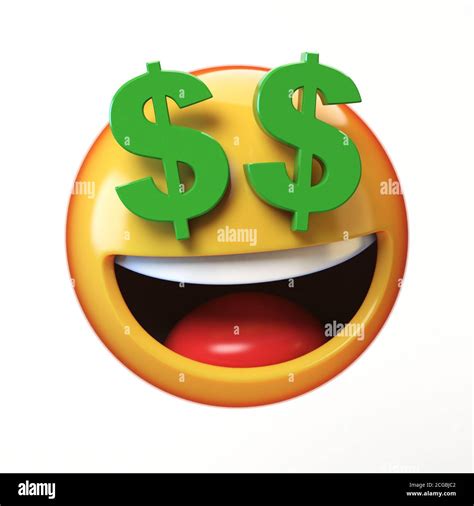 Rich emoji isolated on white background, dollar eyes emoticon 3d ...