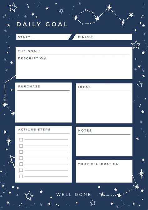 Free Constellation Background Daily Goals template