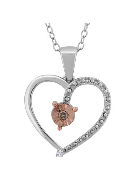 Pink Diamond Accent Sterling Silver Open Heart Pendant, 18" - Walmart.com