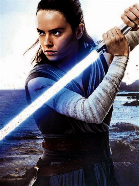 Daisy Ridley as Rey in her Jedi training costume in the new promotional image from her The Last ...