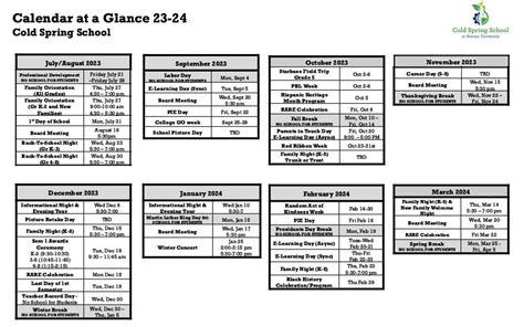 Upcoming School Events – Cold Spring School