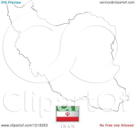 Clipart of a Iran Flag And Map Outline - Royalty Free Vector ...