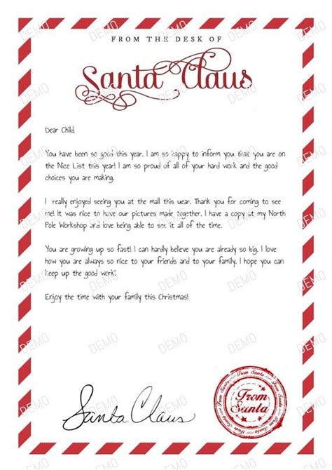 INSTANT DOWNLOAD Editable Santa Letter Handwritten Santa - Etsy | Santa ...