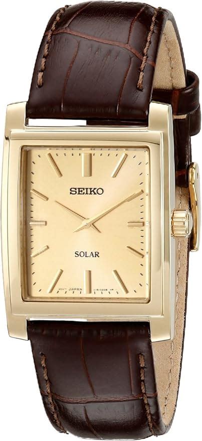 Seiko SUP896 Men's Solar Tank Dress Wrist Watch with Leather Strap: Amazon.ca: Watches