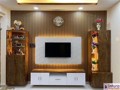 Modern TV Unit Design with louvers 2023 @ InturaDesignStudio, Hyderabad ...