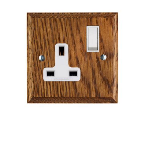 UK Single or Double Plug Socket on Wooden Backplate | Sockets