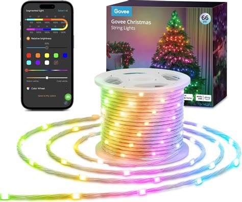 Amazon.com: Govee String Lights 66ft, Smart RGBIC Christmas String Lights App-Controlled, 99 ...