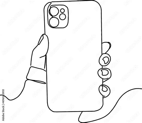 Hand mobile smartphone with iphone one continuous single line art ...