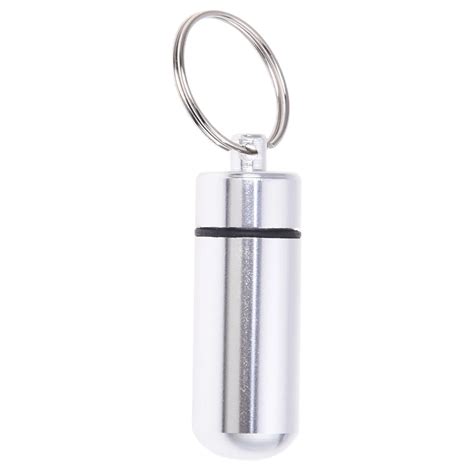 Aliexpress.com : Buy Silver Waterproof Pill Shaped Box Bottle Holder Container Keychain Medicine ...