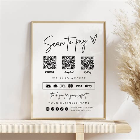 Scan to Pay Template, Editable QR Payment Sign, Printable Cash App Sign ...