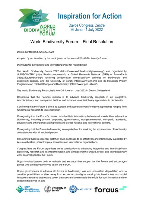 World Biodiversity Forum 2022 – Foraus