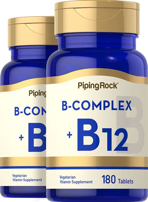 B Complex Plus Vitamin B-12 2 Bottles x 180 Tablets | Piping Rock ...