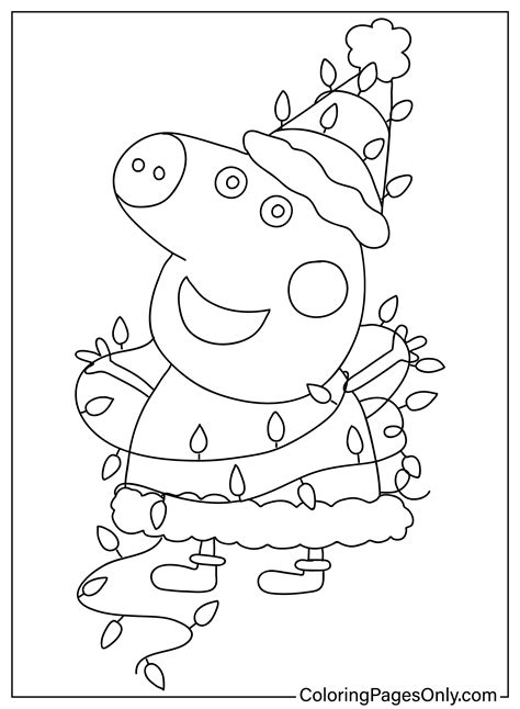 Christmas Peppa Pig Coloring Page - Free Printable Coloring Pages