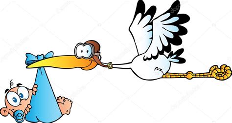 Stork Delivering A Newborn Baby Boy — Stock Photo © HitToon #7275929