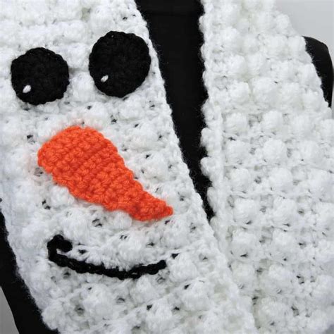 Winter Snowman Puffs Infinity Scarf in Lion Brand Yarn Free Crochet ...