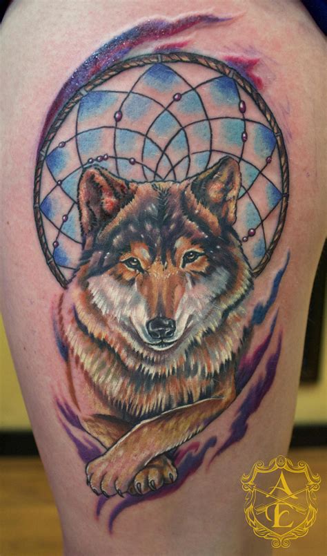 Wolf Dreamcatcher Tattoo done by Sean Ambrose by seanspoison on DeviantArt