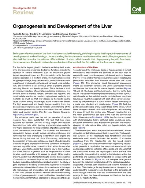 (PDF) Organogenesis and Development of the Liver