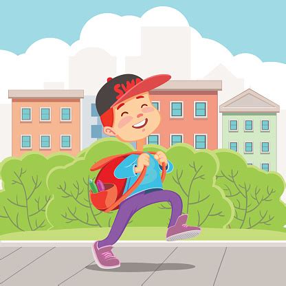 Schoolboy Walk Stock Illustration - Download Image Now - Backpack, Bag, Boys - iStock