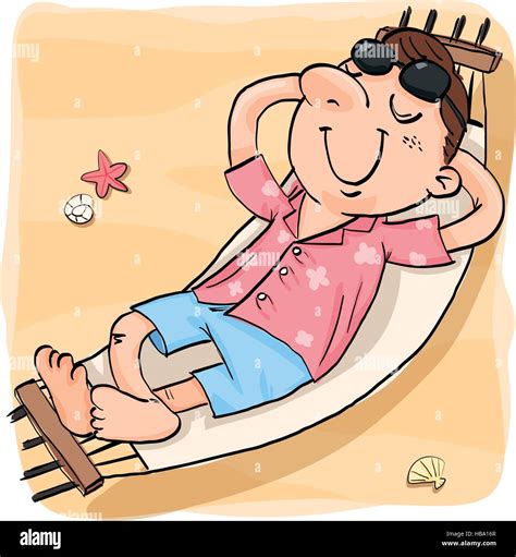 cartoon man relaxing in the hammock on the beach Stock Vector Image & Art - Alamy