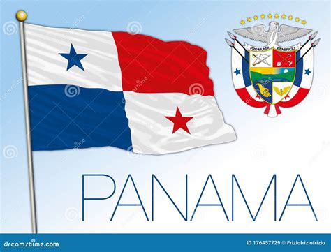 Panama Official National Flag and Coat of Arms, America Stock Vector - Illustration of beauty ...