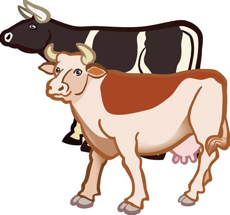 Free Clipart Of A Pair of Cows