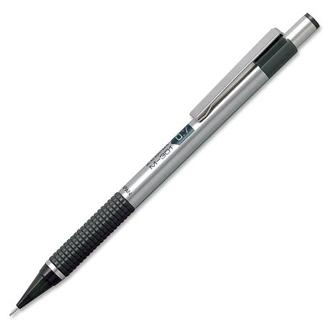 Zebra M-301 Mechanical Pencil, 0.7 mm, HB (#2.5), Black Lead, Steel/Black Accents Barrel ...