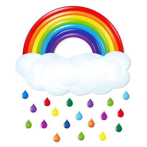 Premium Vector | Rainbow with color rain with gradient mesh illustration