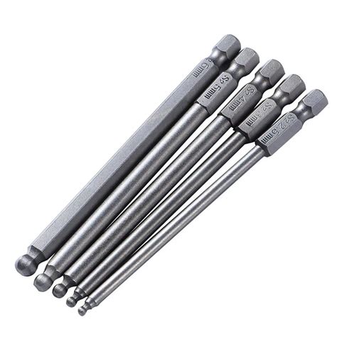 5PCS 100mm Ball Head Hexagon Screwdriver Bit Set High Quality S2 Steel ...