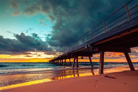 Glenelg Beach Jetty at Sunset Stock Photo - Image of australia, long: 113928854