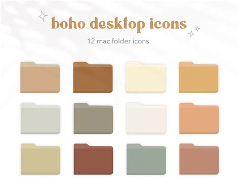 Boho Macbook Folder Icons Boho Color Palette Aesthetic | Etsy