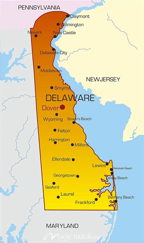 Delaware State Map Wallpaper Wall Mural by Magic Murals