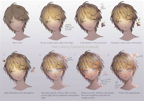 Hair Coloring tutorial by EndlessRz | Digital painting tutorials, Anime art tutorial, Digital ...