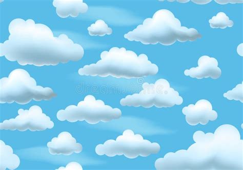 Clouds on Blue Sky. Seamless Pattern Stock Vector - Illustration of ...