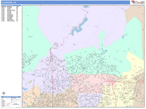 Glendora California Wall Map (Color Cast Style) by MarketMAPS