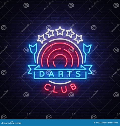 Darts Club Logo in Neon Style. Neon Sign, Bright Night Advertising ...