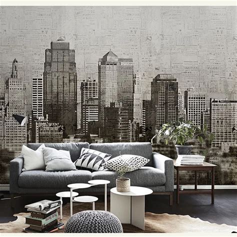 Vintage Building Black and White City Mural 3d Wall Photo Murals Wallpaper Background Large ...