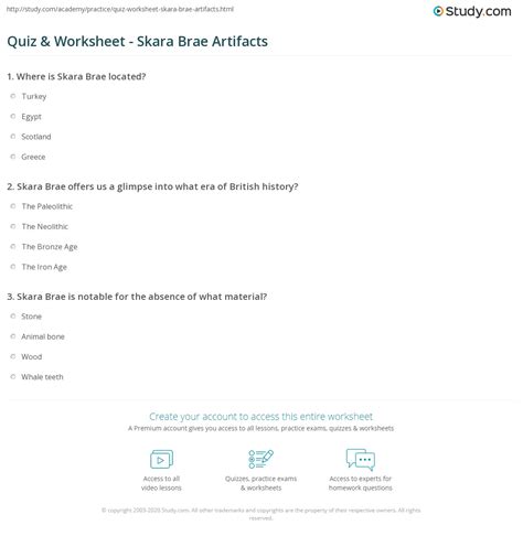 Quiz & Worksheet - Skara Brae Artifacts | Study.com