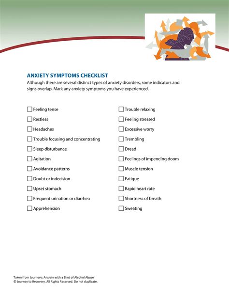 Anxiety Symptoms Checklist – Journey To Recovery