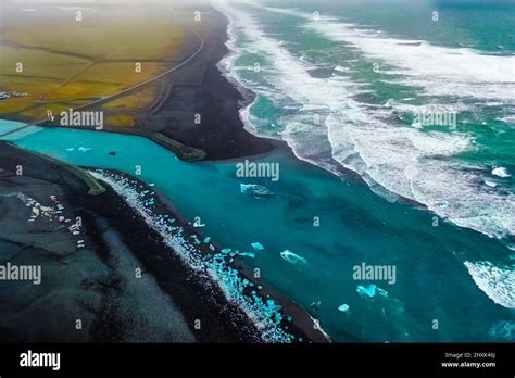 Aerial view of Diamond Beach Iceland Europe Stock Photo - Alamy