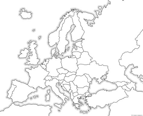 Contour, political map of Europe – Line art illustrations